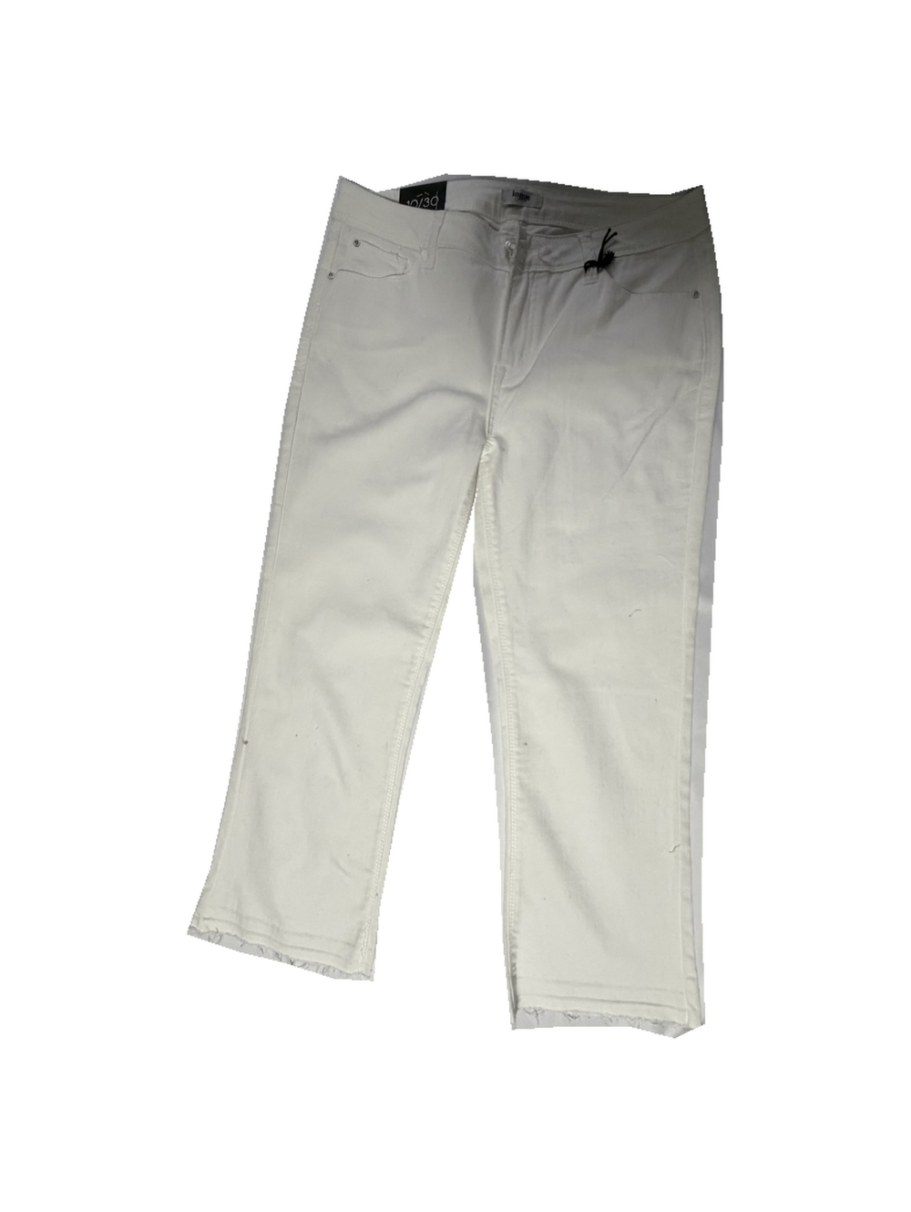 Kensie White Frayed Hem Cropped Jeans Size 10/30 Stretch Denim